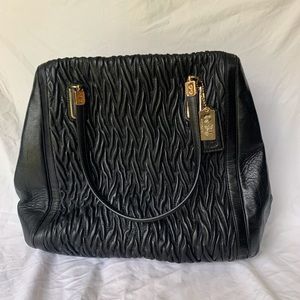 Coach Leather Textured Black Handbag Purse